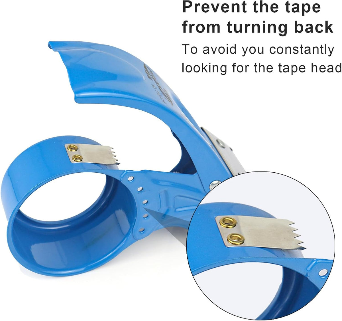 BOMEI PACK Metal Packing Tape Dispenser, 2inch Heavy Duty Handheld Heavy Tape Dispenser, 2Pcs, Blue
