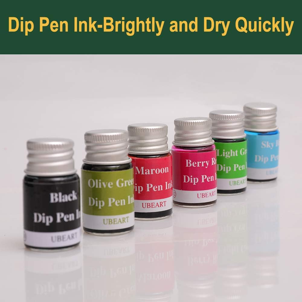 Glass Dip Pen Set,28 Pieces Calligraphy Set Includes 24 Color Inks Cleaning Cup Pen Holder 2 Crystal Glass Pens,Calligraphy Kit Ideas for Birthday Graduation Gifts Beginners