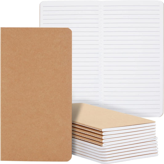 Paper Junkie Bulk Kraft Paper Notebooks - H5 (4.4 x 8.26 In), 12-Pack Soft Cover Kraft Brown - Lined Travel Journal & Creative Writing Notebook