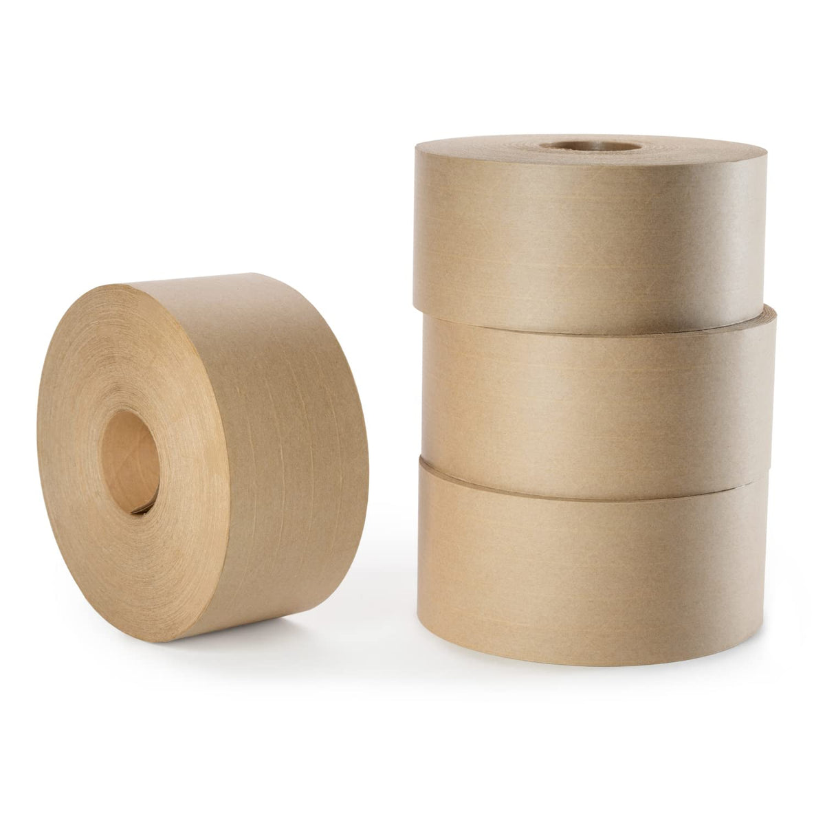 IDL Packaging 3" x 375 feet Reinforced Water-Activated Kraft Gummed Tape 70lb Thickness (Pack of 4) - Secure Paper Packing Tape for Secure Carton Sealing - Heavy-Duty for All Conditions, Brown