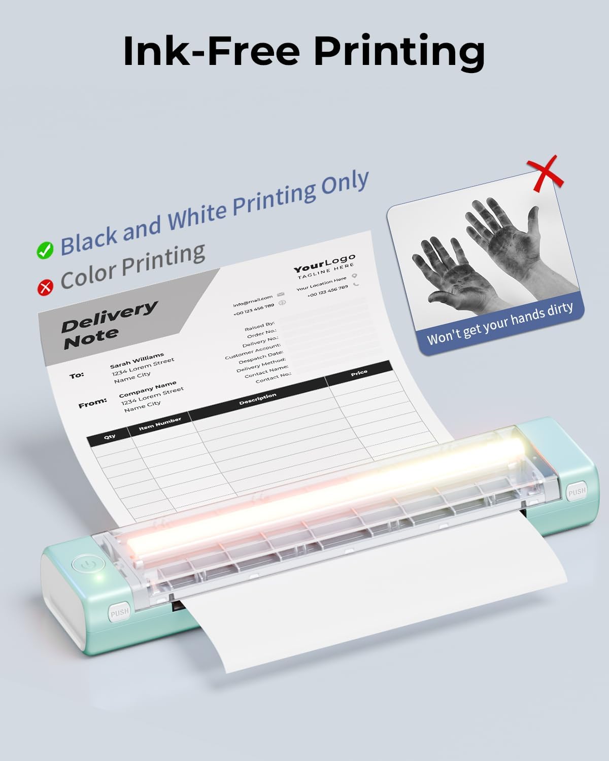 Phomemo Inkless Portable Printer for Travel - Wireless Thermal Printer Compatible with Phone & Laptop, Bluetooth Printers Supports 8.5" X 11" Letter Thermal Paper, Come with Carry Case
