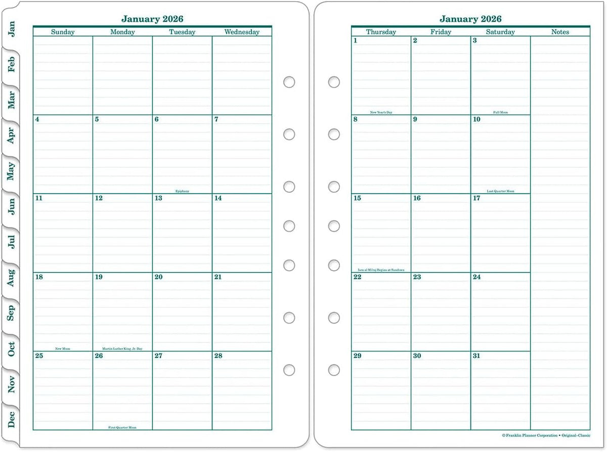 FranklinCovey - Original Two Page Per Day Ring-Bound Planner (Jan 2026 - Dec 2026, Classic)