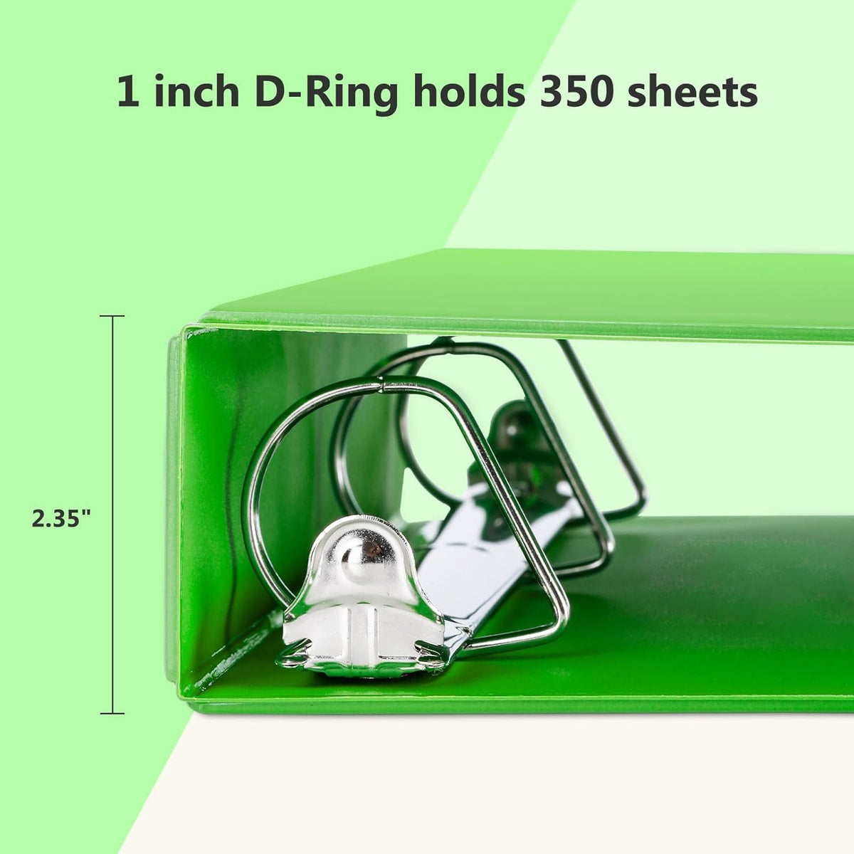 ViVin Sturdy 1.5 Inch 3 Ring Binder with Pockets, Slant-D Ring, PVC-Free, Customizable Clear View Binder,Holds 350 Sheets of 8.5" x 11" Paper, 6 Pack (Ivy Green)