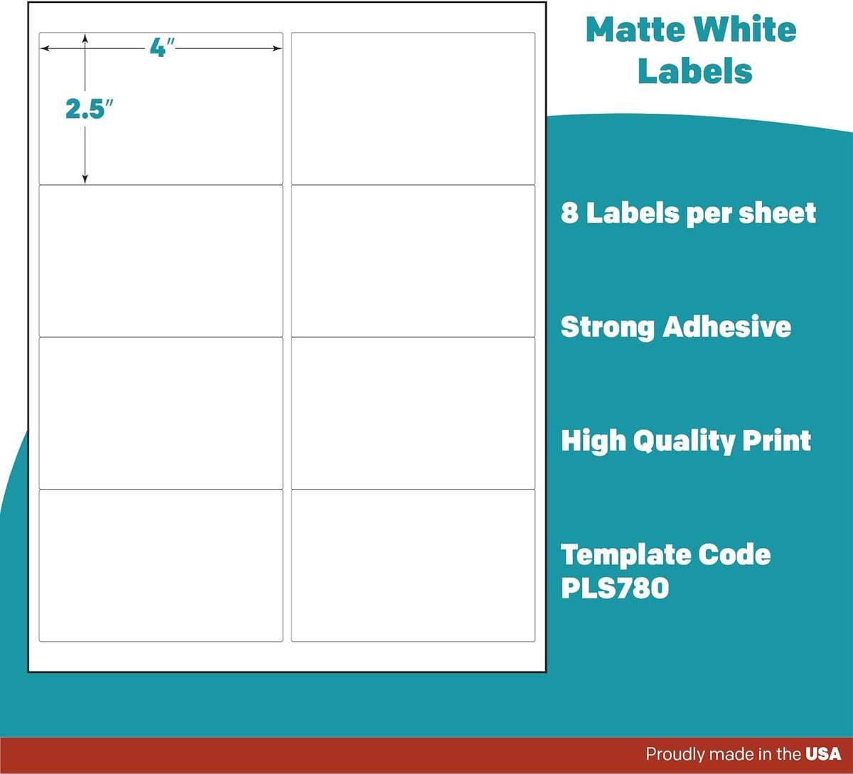 Premium Label Supply White Sticker Shipping/Mailing Labels – 4" x 2.5" – Laser/Inkjet Compatible – (8 per Sheet), 1000 Sheets – 8,000 Total Adhesive Labels