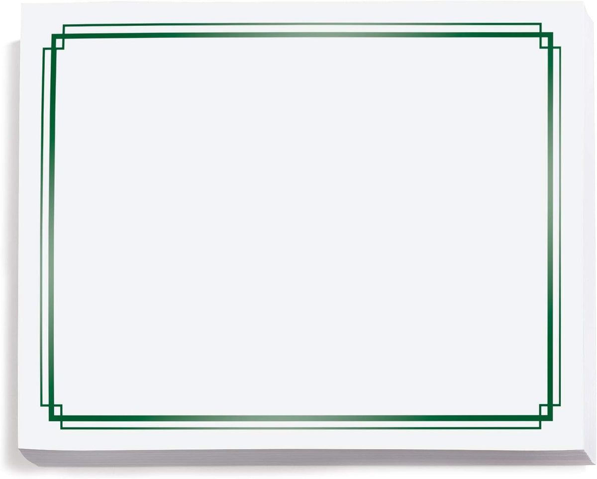 PaperDirect Foil Elegance Specialty Certificates, 50 Sheets of 38lb White Paper, 8½" x 11", Double Green Foil Border, Perfect for Awards, Students, Employees, Volunteers, Course Completion, Diplomas
