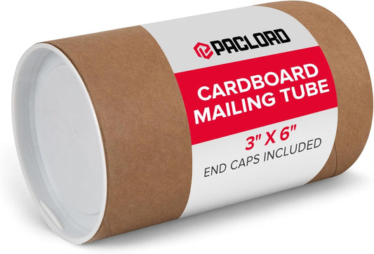 3" x 6" Reinforced Kraft Paper Mailing Tube, Pack of 1 Tube with 2 Caps – Secure USPS Approved Poster Tube – Cardboard Tube for Shipping and Storing Posters, Prints, Artwork, or Documents