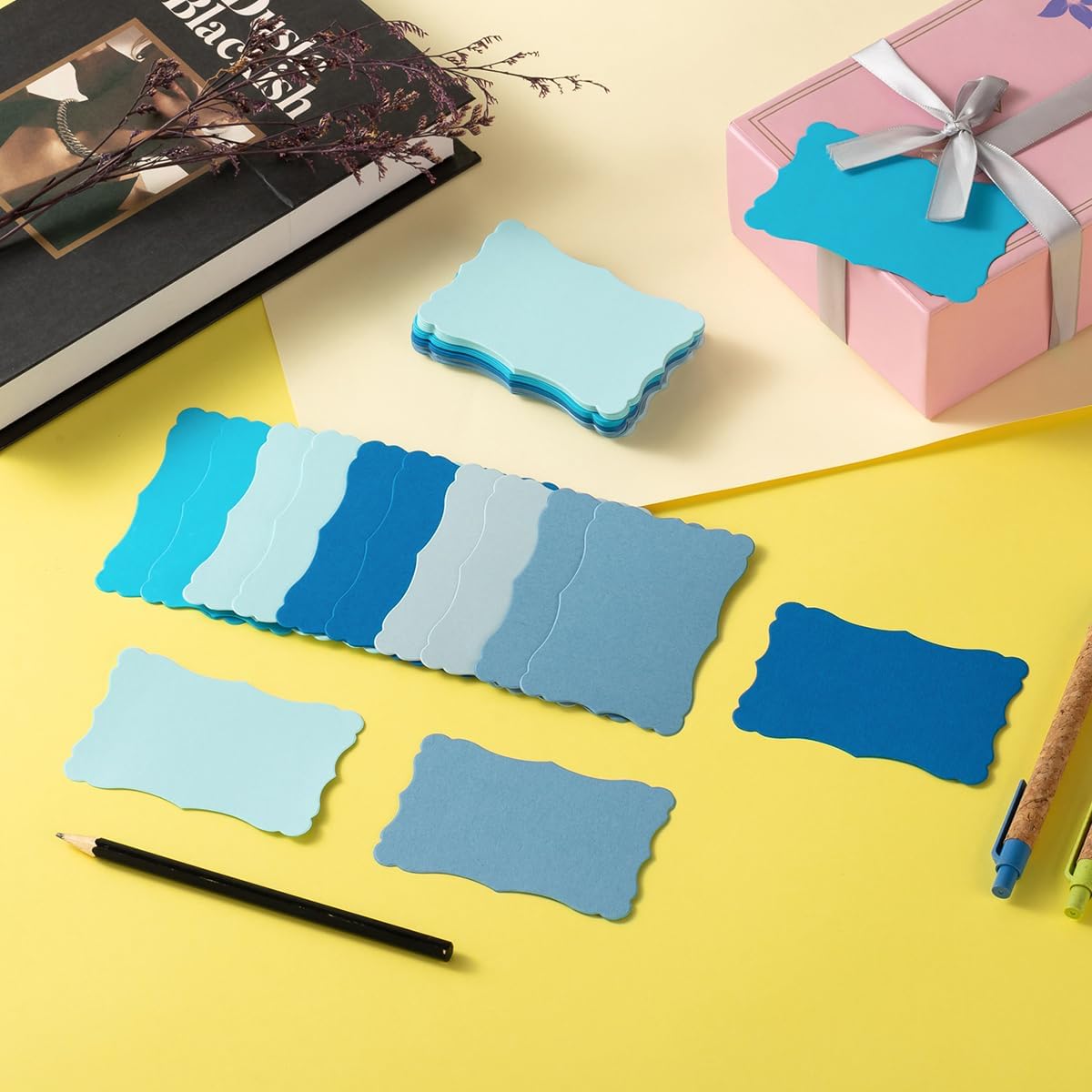 120 Pieces Small Mini Business Cards Vintage Assorted Colors Blank Note Gift for Business Cards, Gift (5 Blue)