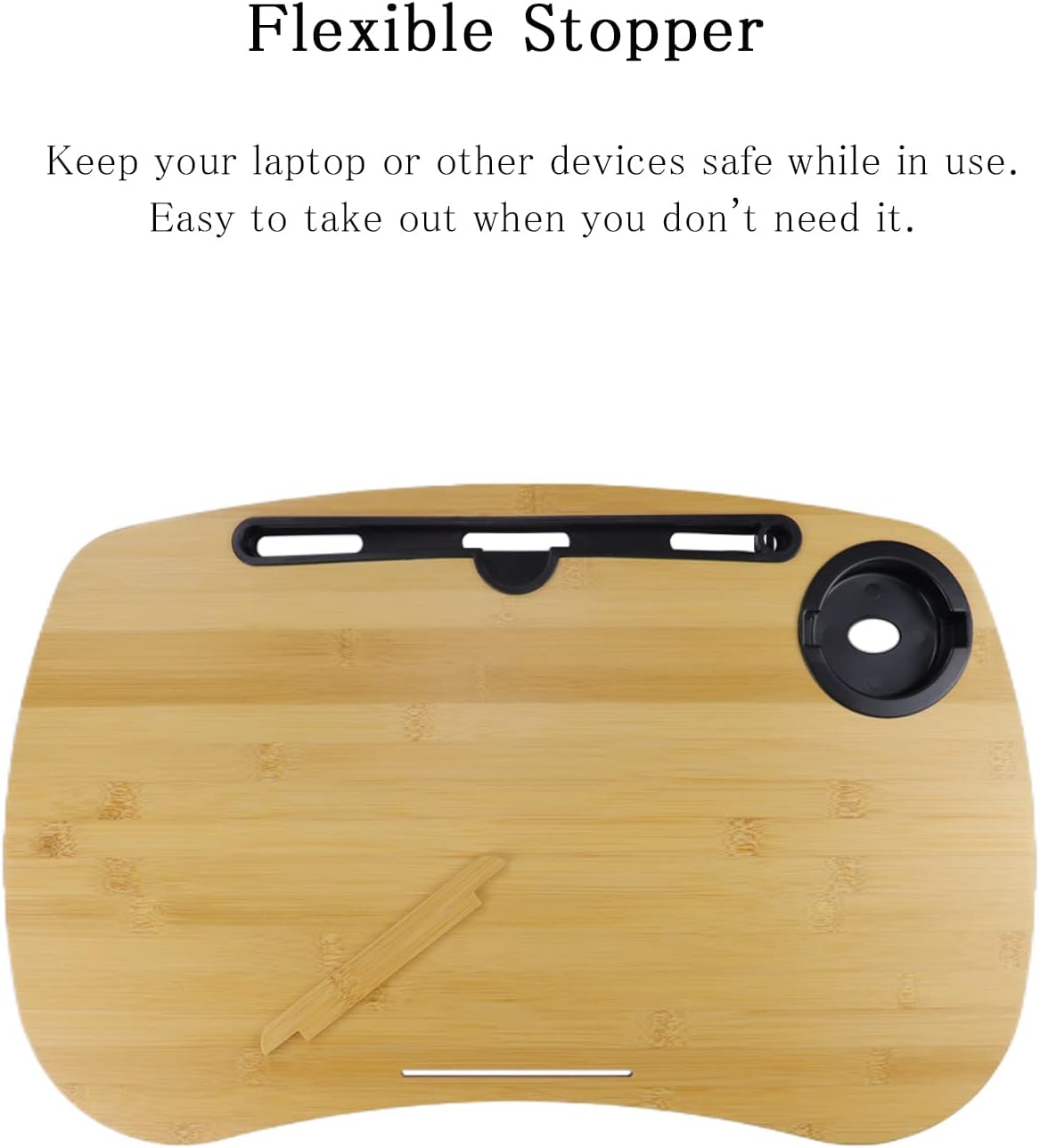 SUMISKY Lap Desk-Portable Laptop Table with Cushion Bamboo Platform Phone Holder L(21.6"x13.8") with Cup Holder