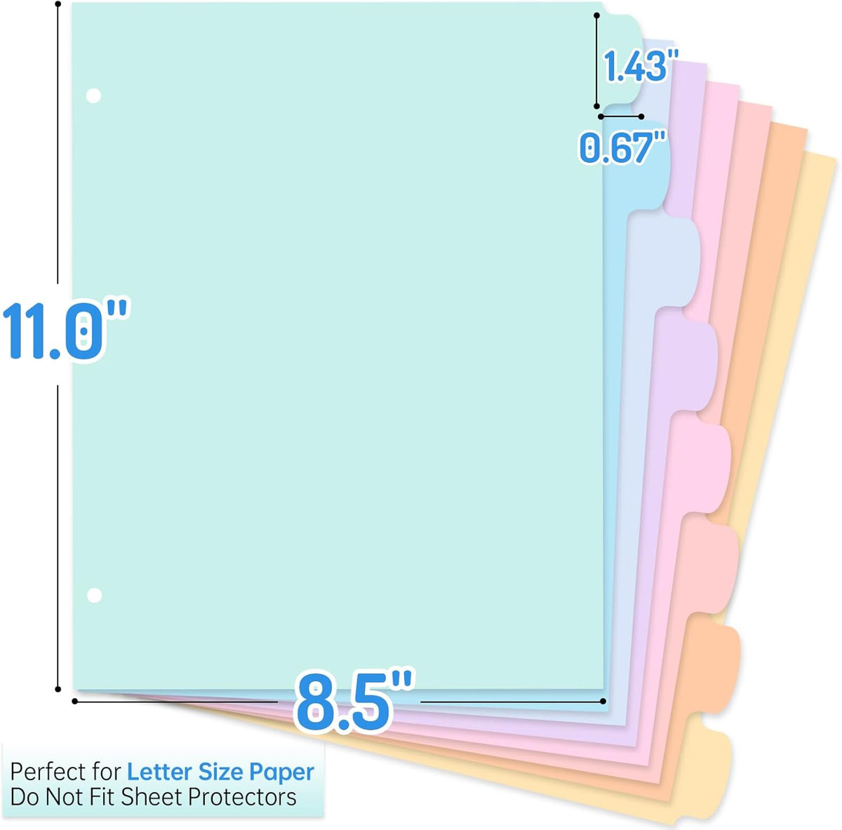 Forvencer 8-Tab Binder Dividers with Tabs, Big Tabs, Write&Erase Plastic Dividers for 3 Ring Binder, Binder Tabs for Organizers, 3 Ring Binder Dividers with Tabs for School Office (Pastels, 2 Set)