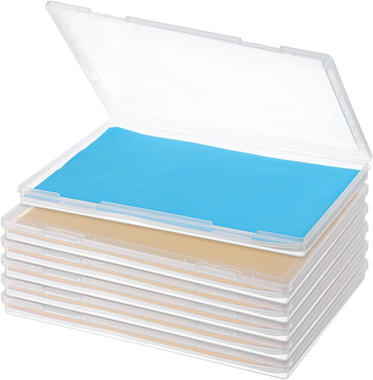 6 Pack Plastic Storage Box Organizer, Portable Clear Document File Case Containers For A4 Letter Paper, Magazine, Photo, Craft Art Supplies Board Game Storage