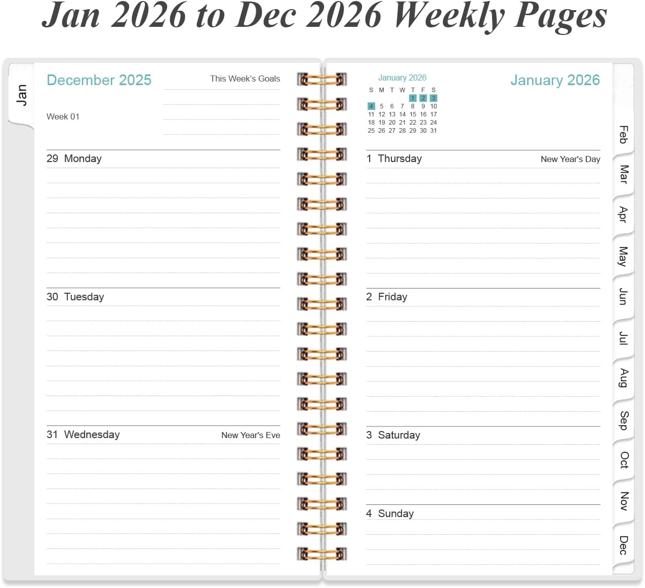 2026 Pocket Planner/Calendar - 2026 Planner from January 2026 - December 2026, Planner 2026 with 12 Tabs, Twin-Wire Binding, Inner Pocket, 3.75" x 6.75", Flower-A