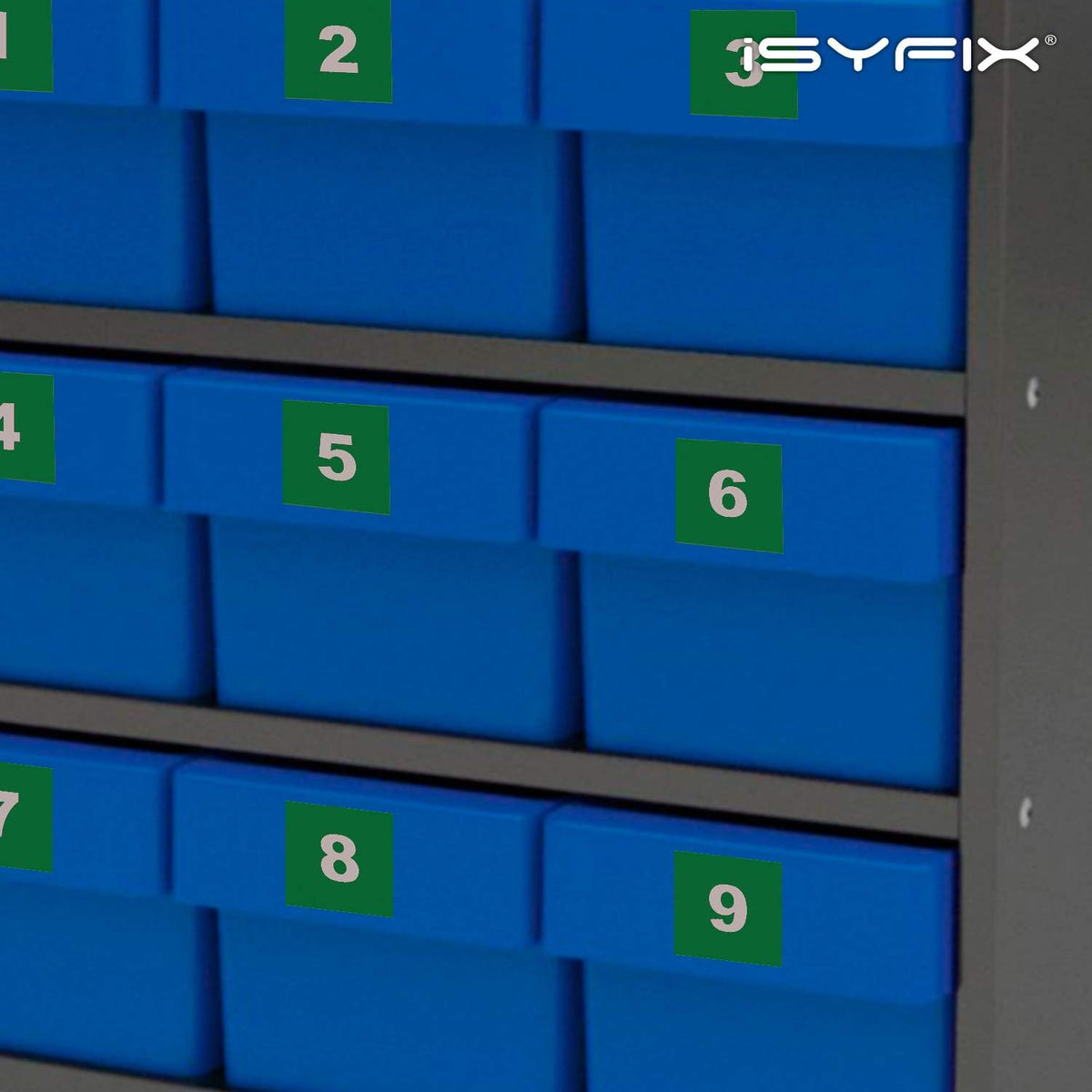 iSYFIX Green Consecutive Number Stickers – 1 to 100, 1.5-inch, 1 set – Vinyl Self Adhesive Premium Decal, Ideal for Inventory, Storage, Organizing, Boxes, Bins, Toolbox, Lockers & More, Indoor/Outdoor