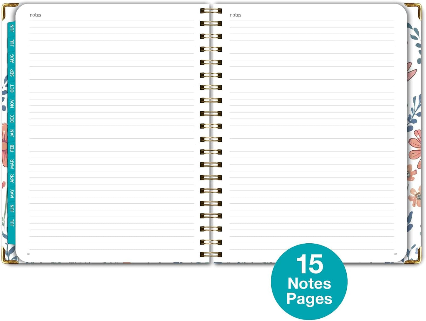 HARDCOVER Academic Year 2025-2026 Planner: (June 2025 Through July 2026) 8.5"x11" Daily Weekly Monthly Planner Yearly Agenda. Bookmark, Pocket Folder and Sticky Note Set (Colorful Botanicals)