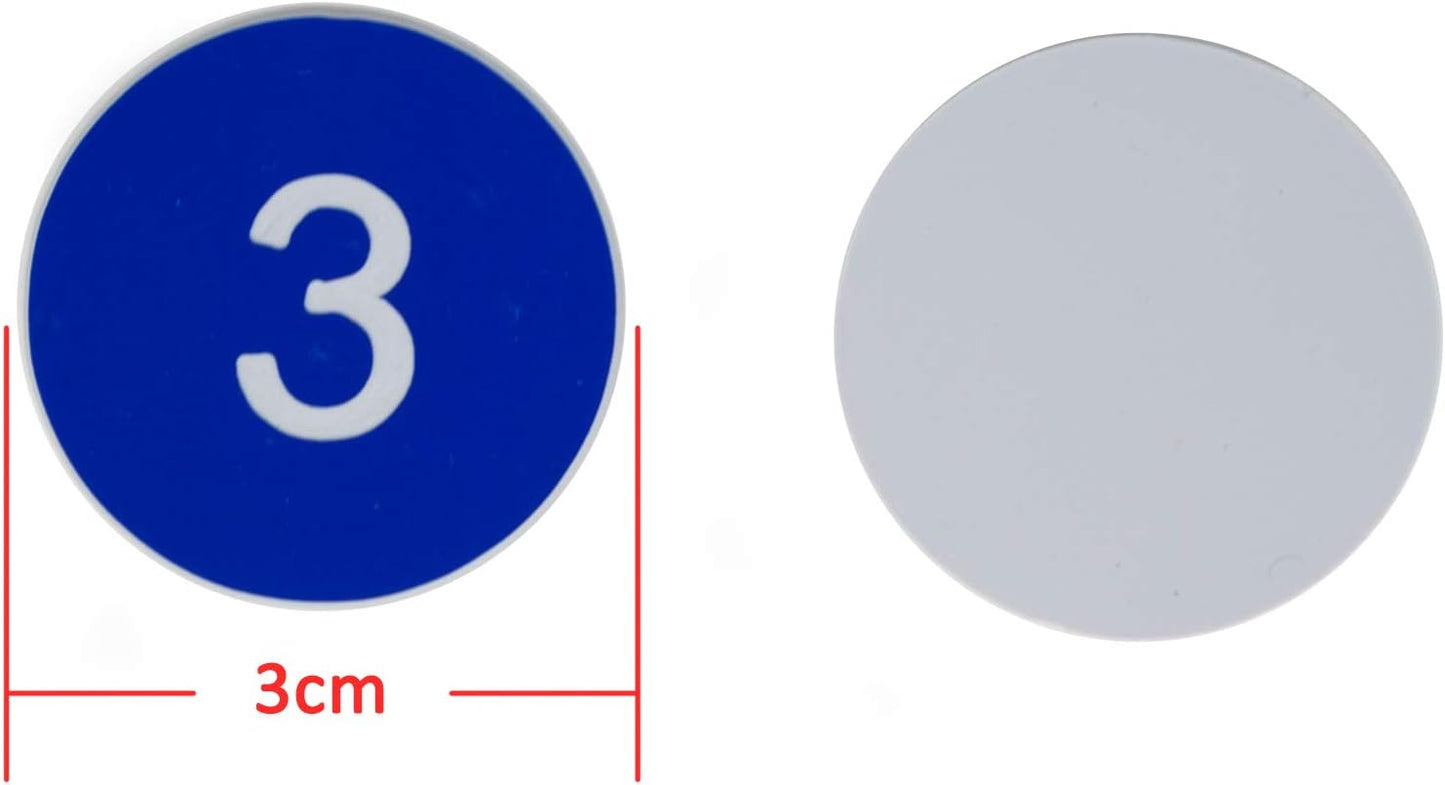 StayMax Plastic Number Tags Engraved Numbered Tags Without Hole (1-100, Blue)