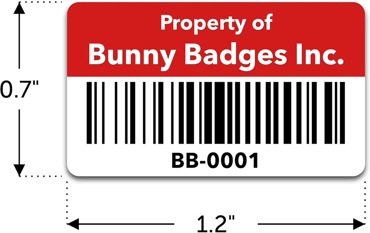 Custom Asset Tags - Asset Labels with Barcodes - 1.2” x 0.7” (100-5000 Labels)