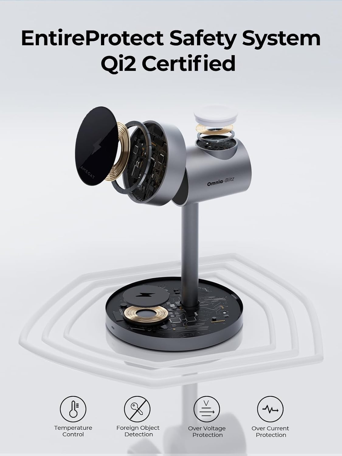 MagFusion 3-in-1 Charging Station Compatible with MagSafe, Qi2 Certified 15W Magnetic Wireless Charger Stand, for iPhone 17/16/15/14/13/12 Series, Apple Watch, AirPods(30W PD Charger Included)