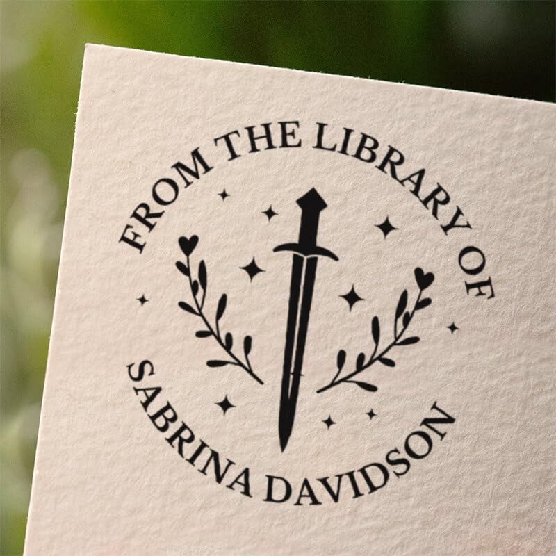 from The Library of Embossers & Stamps for Fantasy Book Readers | Custom Embosser | Custom Stamp | Ex Libris | Elevate Your Fantasy Collection of Stories and Novels (Design 19, Self-Inking Stamp)