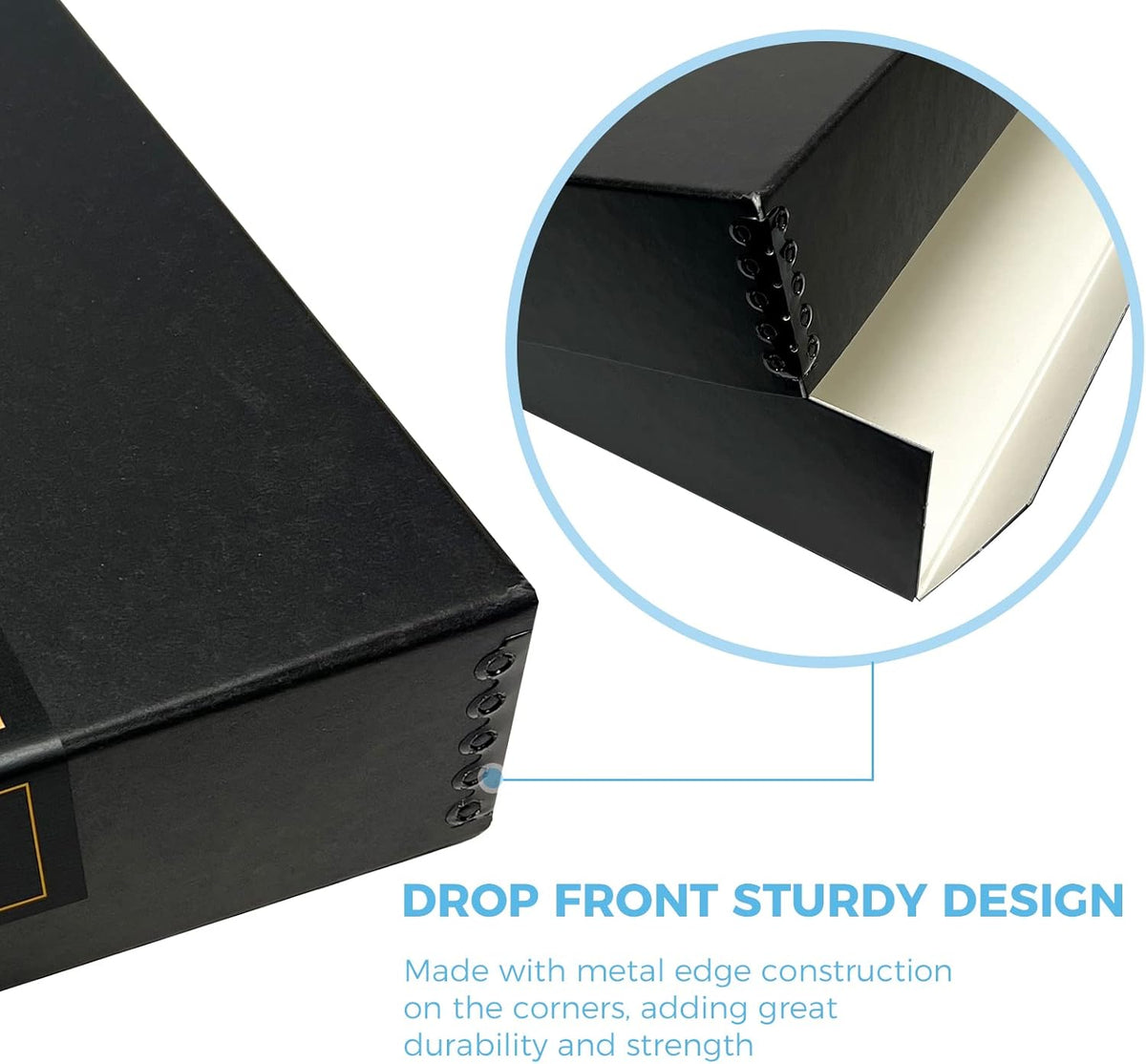 Lineco 12x12 Archival Scrapbook Storage Box, Acid Free Drop-Front Box with Removable Lid. Preserves Photos, Documents, Crafts, Cards, Magazines, Prints, Albums and Paper Projects, Black