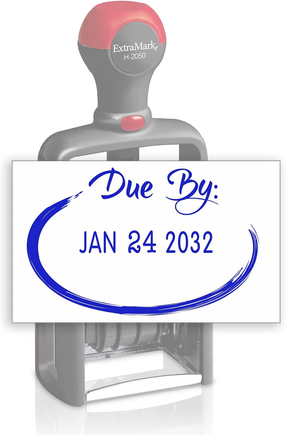 Heavy Duty Style Office Date Stamp with Due by: - Self Inking Dater - Style C - Blue Ink Color