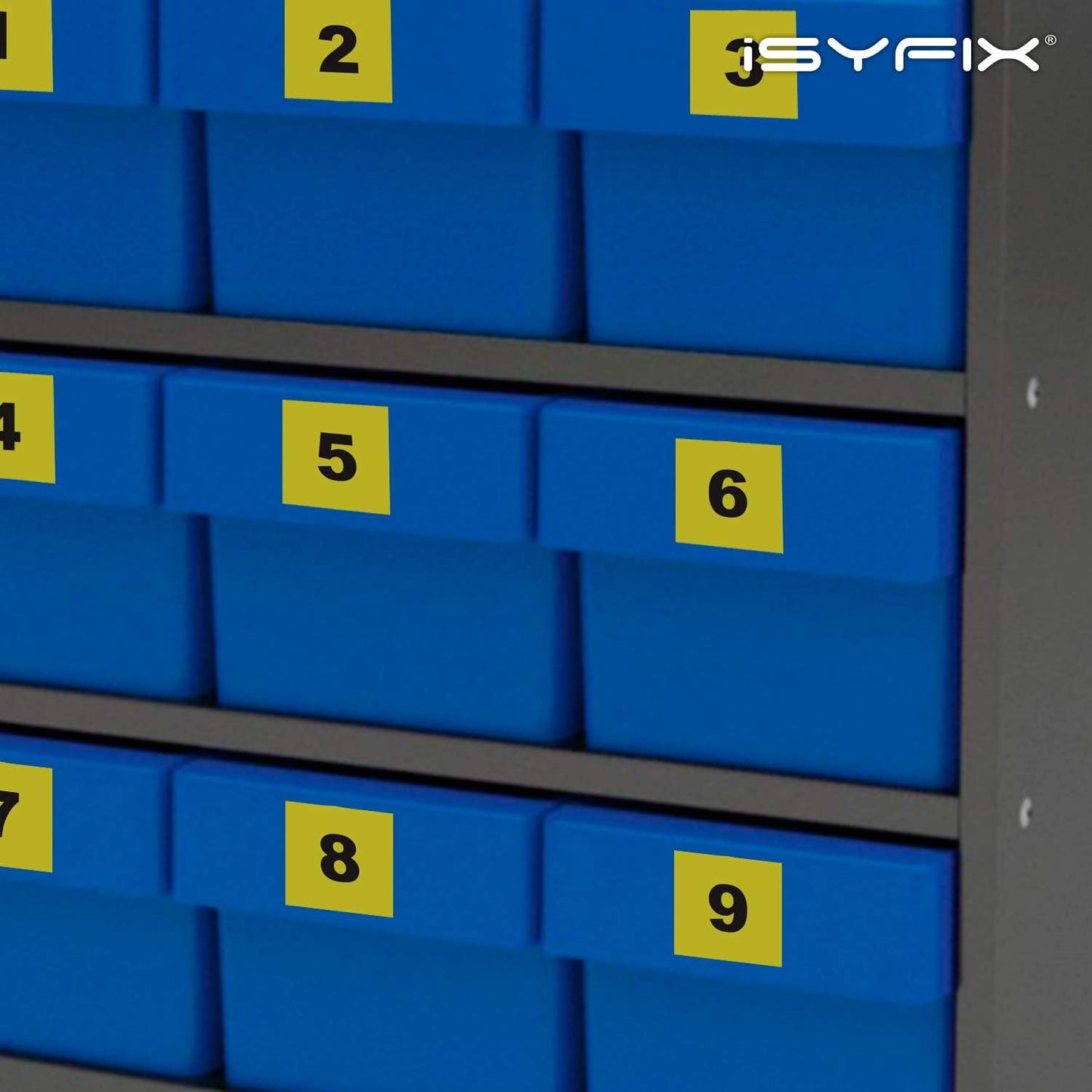 iSYFIX Yellow Consecutive Number Stickers – 1 to 100, 1.5-inch, 1 Set – Vinyl Self Adhesive Premium Decal, Ideal for Inventory, Storage, Organizing, Boxes, Toolbox, Lockers & More, Indoor/Outdoor