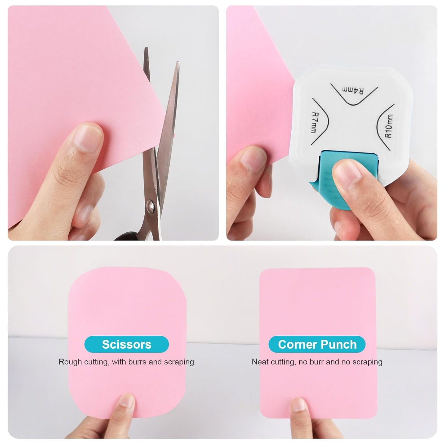 Paper Corner Cutter Punch, Corner Rounder Punch for Scrapbook Supplies, 3 in 1 (R4mm, R7mm, R10mm) Round Corner Cutter Rounder for Cardstock, Crafts, Card Making White