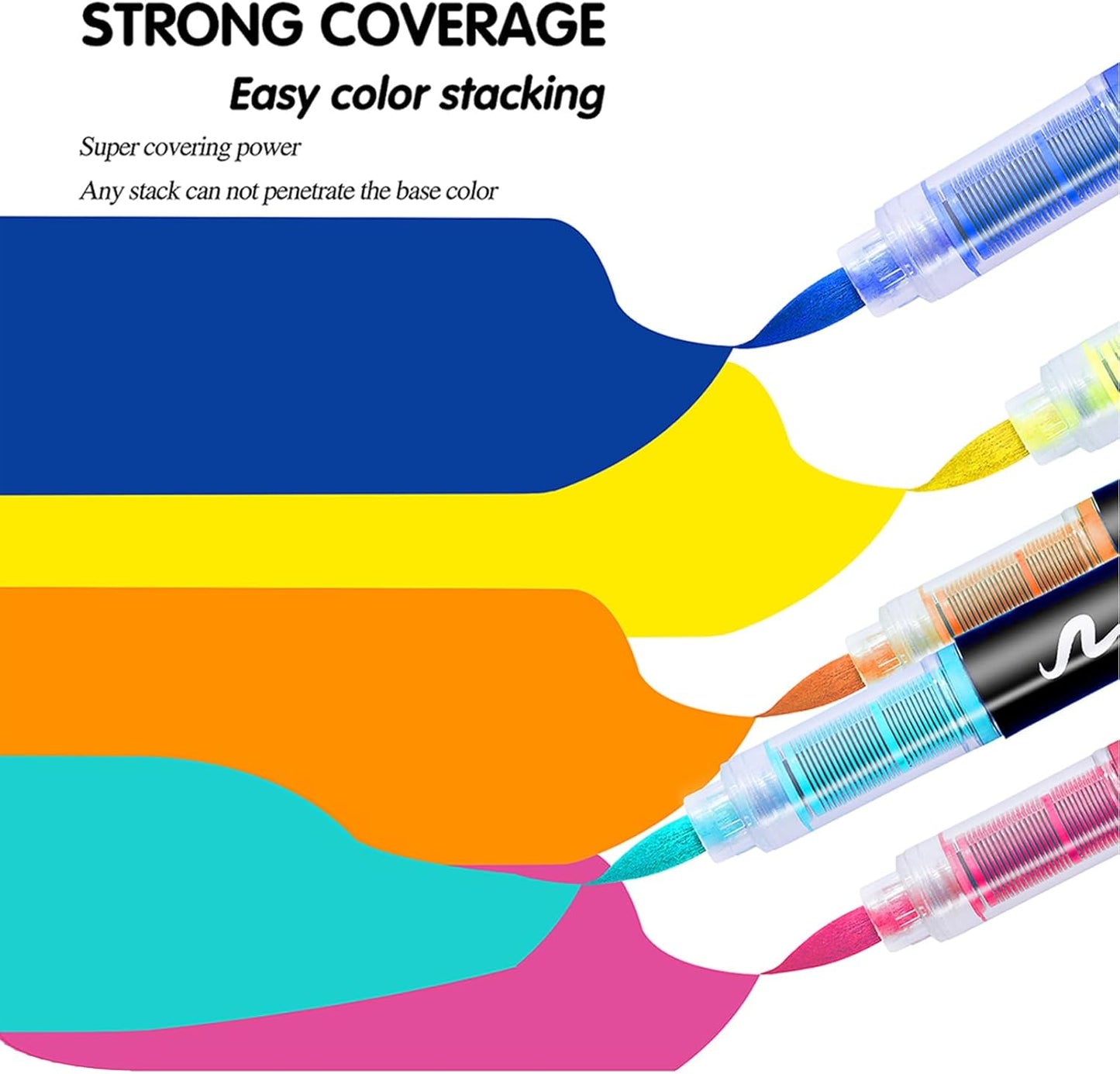 24 Color Paint Pens, Soft Brush Tip Acrylic Paint Markers, Quick-Drying Waterproof Markers for Canvas, Rock, Wood, Stone, Glass, Ceramic, Fabric Painting, DIY Crafts