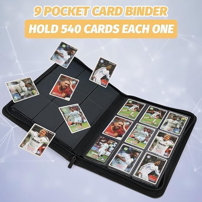 9 Pockets Card Binder,Premium Zip Trading Card Binder,540 Double Sided Pocket PU Collection Binder, Collector Album, Card Folder for MTG, TCG, Business Cards.(White)