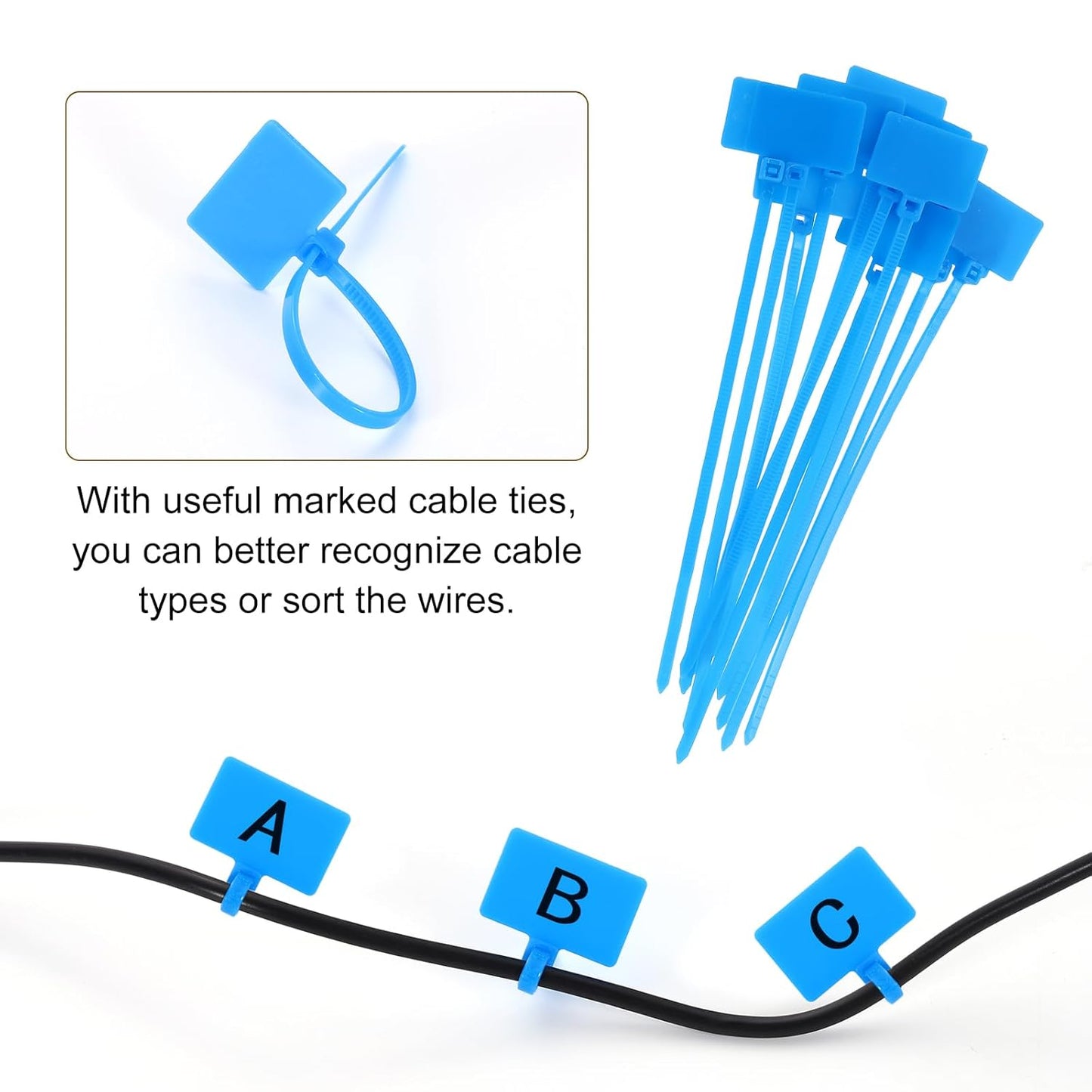 uxcell Desk Grommet, 1" (25mm) Zinc Alloy Cable Hole Cover Wire Cord Organizer with Marked Cable Ties for Home Office Desktop Wire, Silver Tone