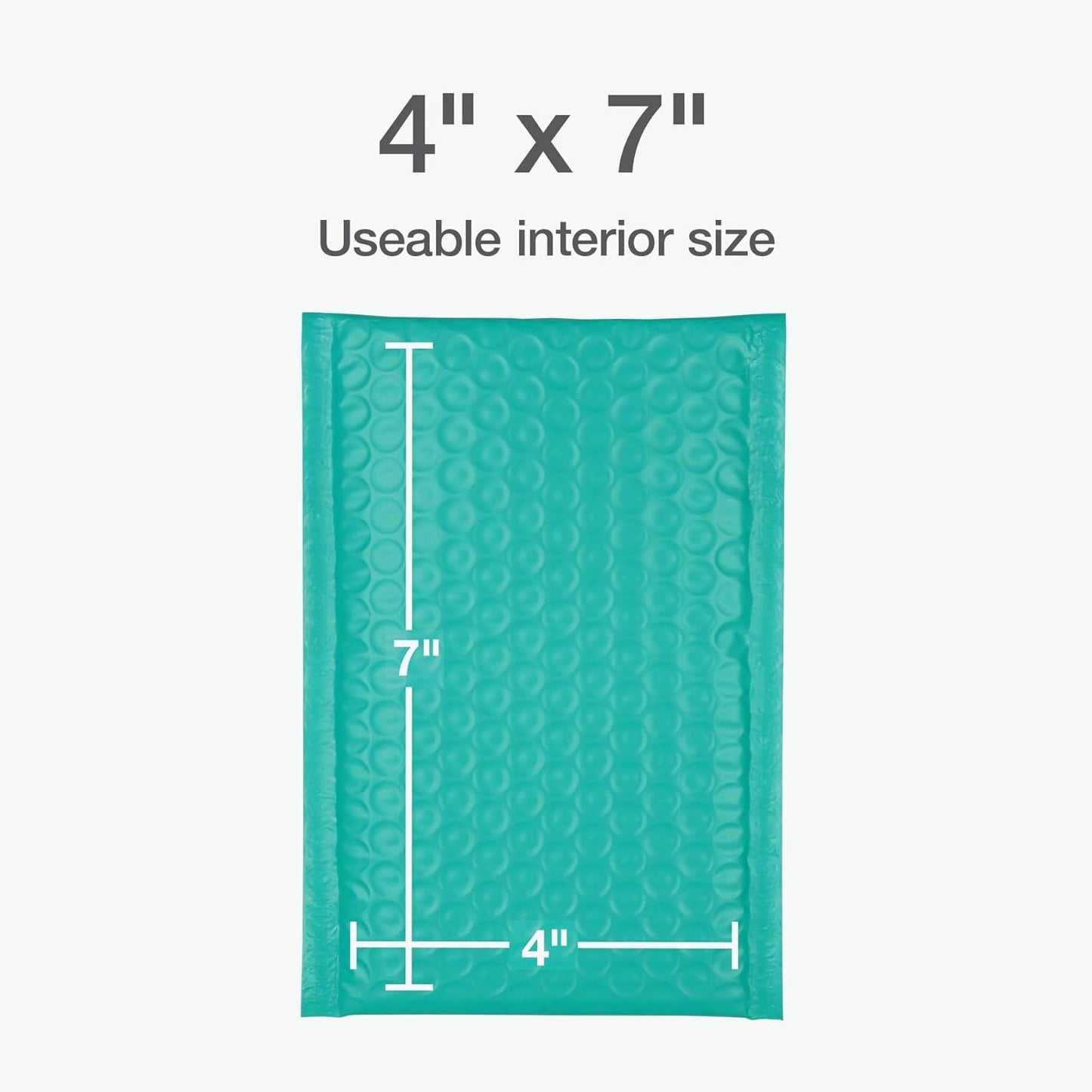 Quality Park Bubble Mailers, 4 x 8 Shipping Envelopes, Self-Seal, Small Teal Padded Envelopes, Redi-Strip Peel Off Closure, 50 Per Box (QUA85915)
