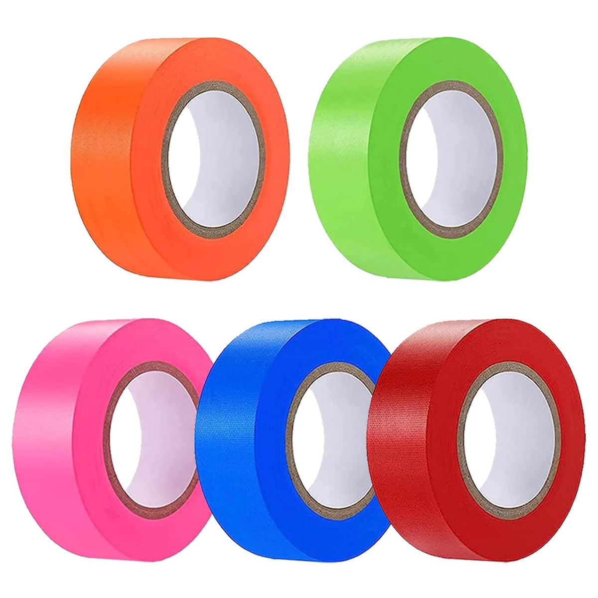 5 Pack Flagging Tape Assorted Flourescent Colors, Non-Adhesive Plastic Ribbon Neon Marking Roll, 0.78"*500ft, Marking Tape for Tree Marking, Hunting, Boundaries and Hazardous Areas,Trail Marking