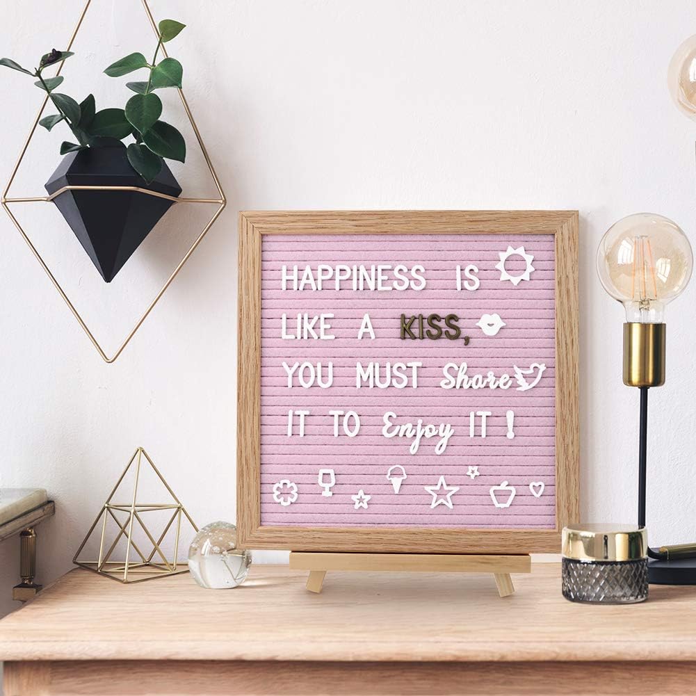 Pink Felt Letter Board 10x10 Inch, Pre Cut & Sorted 725 Letters, First Day of School Board, Changeable Letter Boards Message Board, Classroom Decor Farmhouse Wall Decor Sign Board