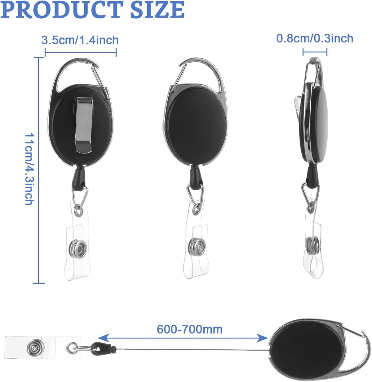 RHBLME 50 Pack ID Badge Holder Retractable With Heavy Duty Clip, Carabiner Reel, Belt Clip for Key Name Card