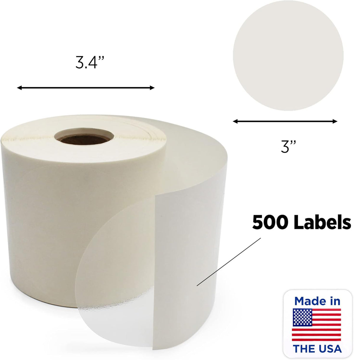 ChromaLabel 3 Inch Clear Round Wafer Seals, 500 per Roll