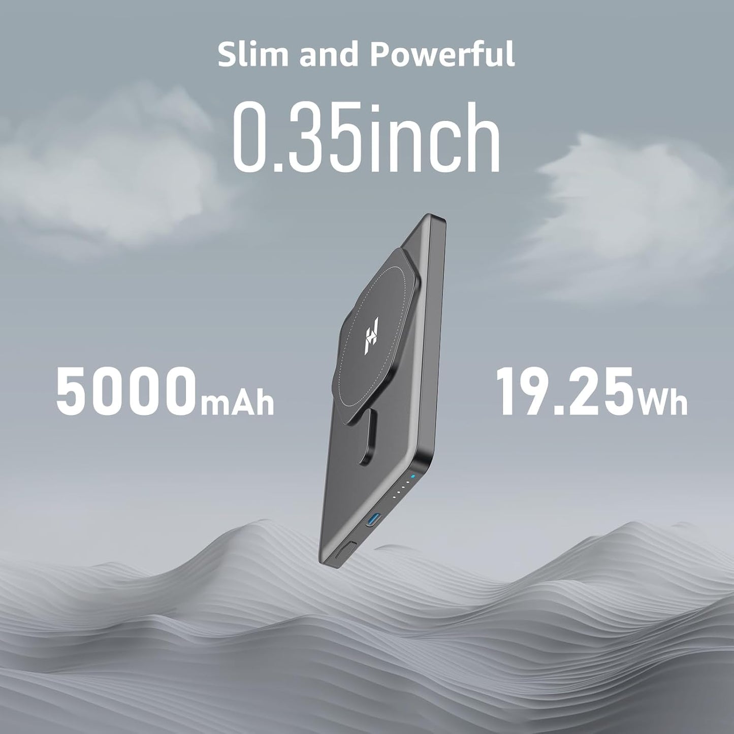 Magnetic Slim Portable Charger, 5000mAh Wireless Power Bank, S05 PD 22.5W Fast Charging USB C Battery Pack Compatible with iPhone 16/15 Series/14/13/12 Series