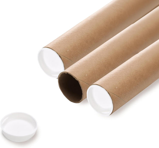 The Boxery Brown/Kraft Shipping, Storage, Posters, Arts, Crafts, Documents, Mailing Tubes 3 inch x 24 inch - 24 PACK, Made in the USA, Reusable and Recyclable