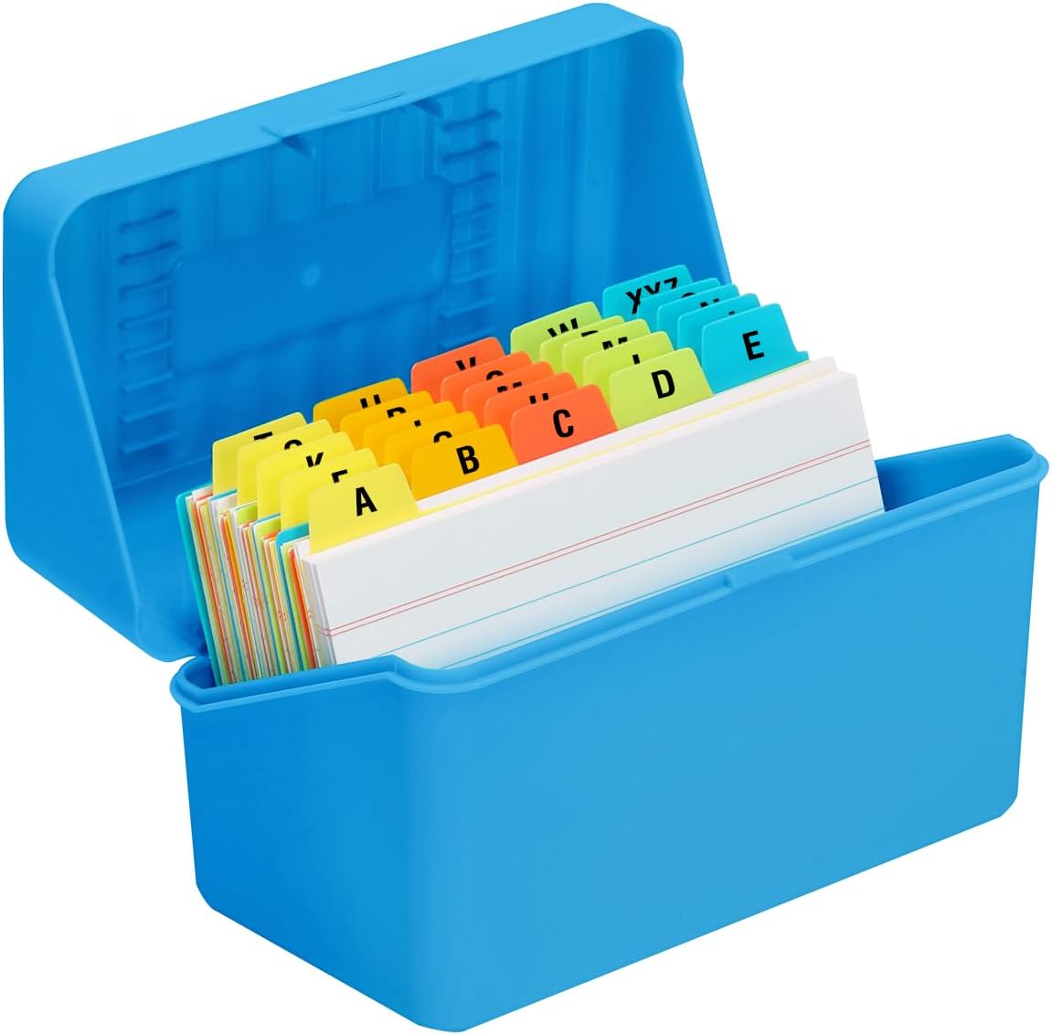 H4D 3x5 Index Card Holder with 100 Heavyweight Ruled Index Cards and 25 Plastic Dividers, Blue