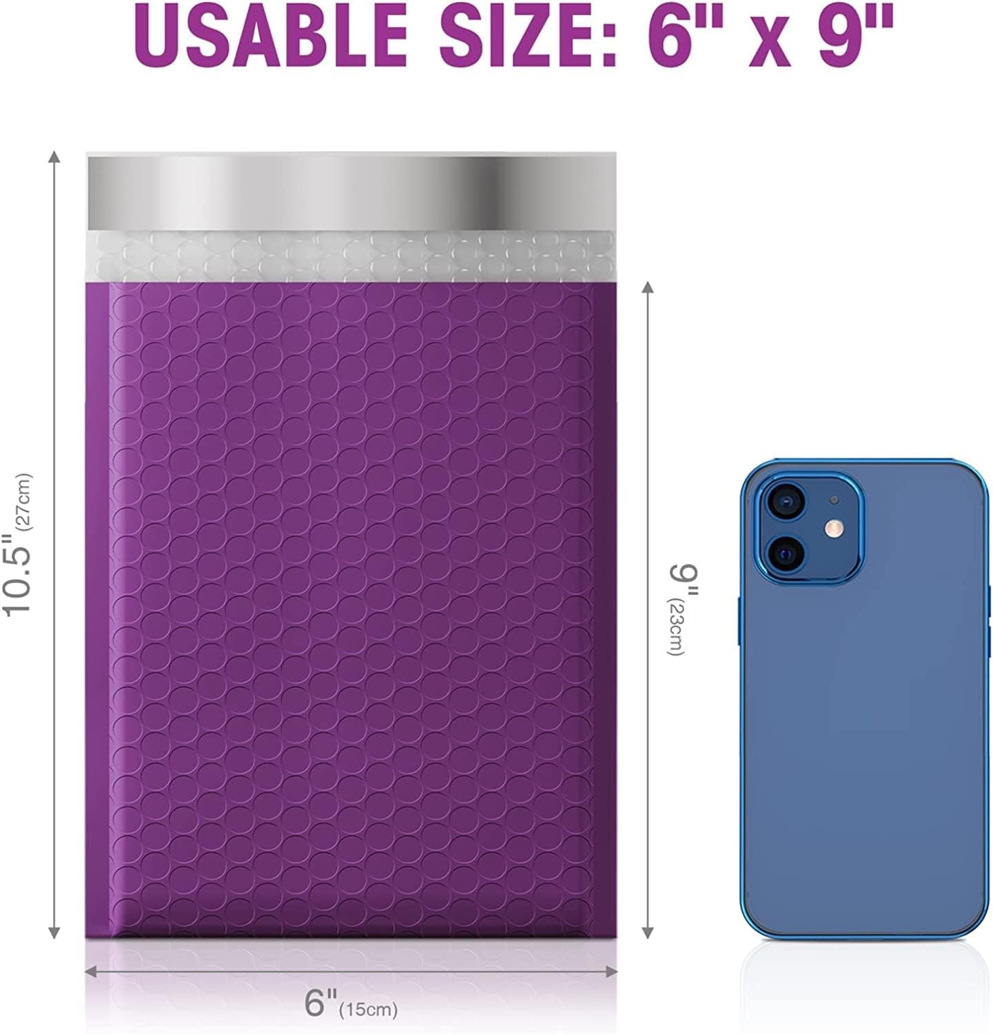 Metronic 6x10" Bubble Mailers 100 Pack Usable Size 6x9" Self-Seal Bubble Mailer Opaque Padded Envelopes Cushioning for Shipping,Small Items,Jewelry Makeup Supplies Violet