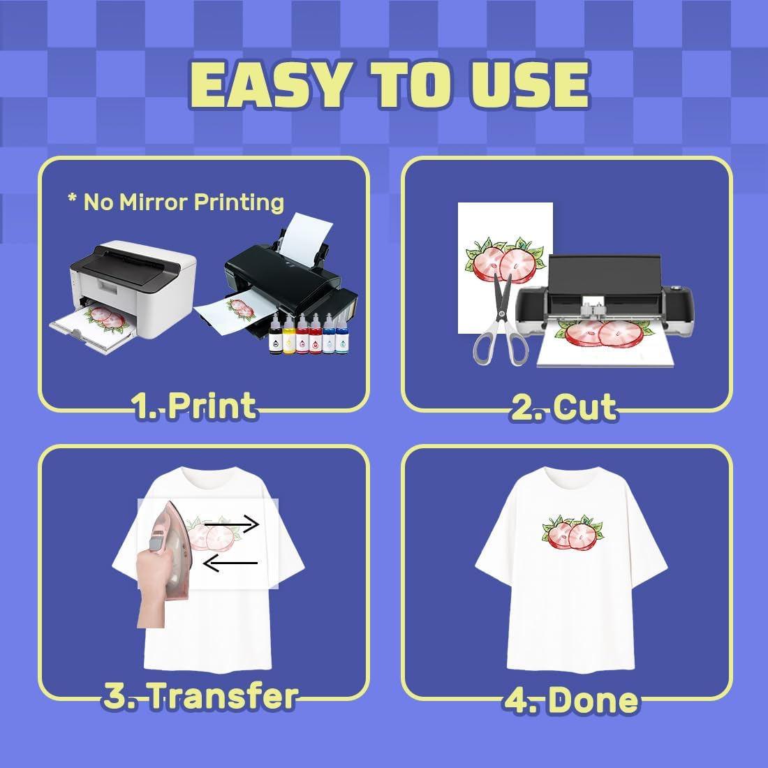 TranSmile Heat Transfer Paper for Inkjet & Laserjet Printer (10 Sheets, 8.5 x 11") Printable Heat Transfer Vinyl for Light Fabrics Iron on Transfers for T Shirts(L3-10)