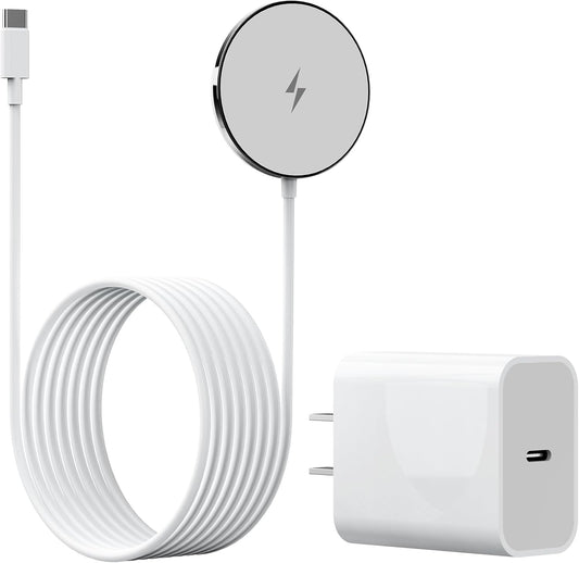 2025 Apple 15W Mag-Safe Charger 4FT Magnetic Wireless Charger 20W Fast Charging Block Compatible with iPhone17/16/15/14/13/12 Series & AirPods 4/3/2/Pro/for iPhone Wireless Charger Stand(white1p)