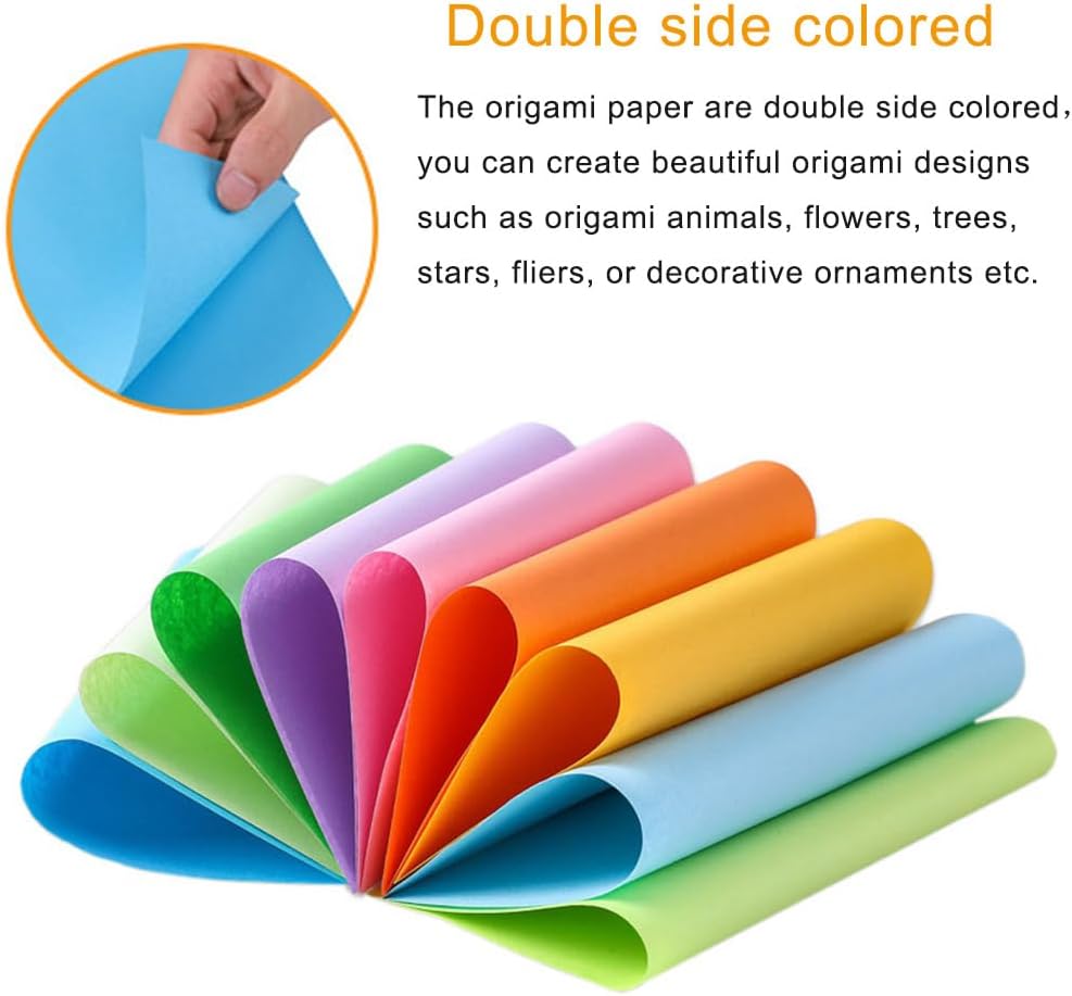 A4 Origami Paper White 100 Sheets, 8.27×11.7 inch Double Sided Color Easy Fold Big Origami Paper A4 Colored Copy Papers Thin 70gsm for Beginners, DIY handwork Art and Craft Projects (210 x 297 mm)