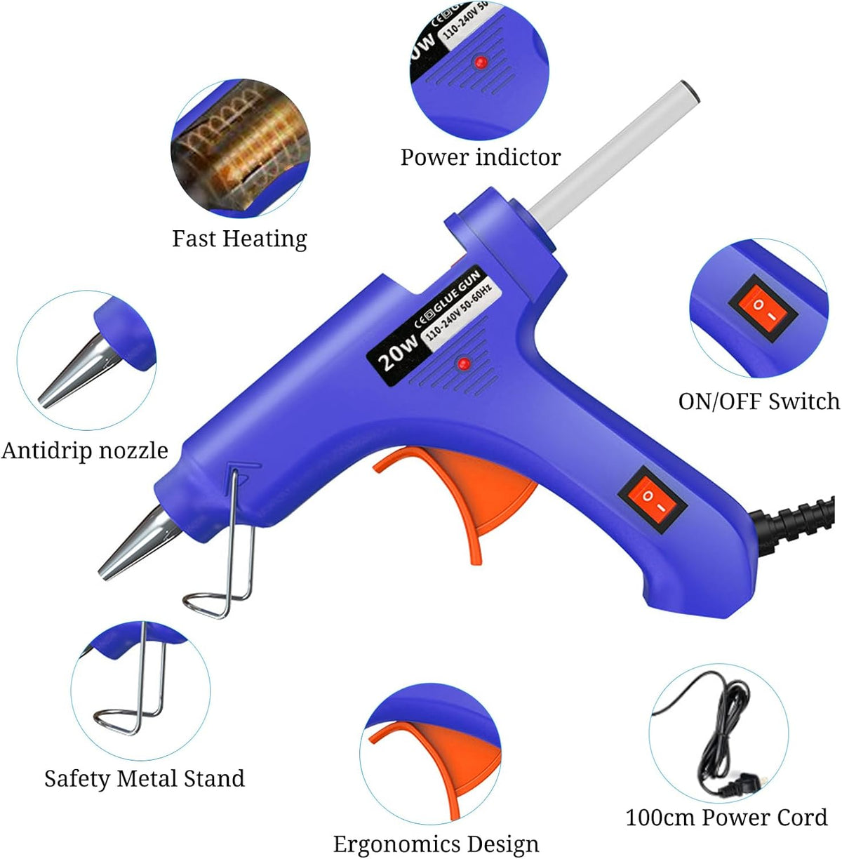 Mini Hot Glue Gun, 8 Pack Hot Glue Guns for Crafts with 40 Sticks Melt Glue Gun, Small Hot Melt Gun Set Arts Craft School DIY Arts Class Projects Home Quick Repairs