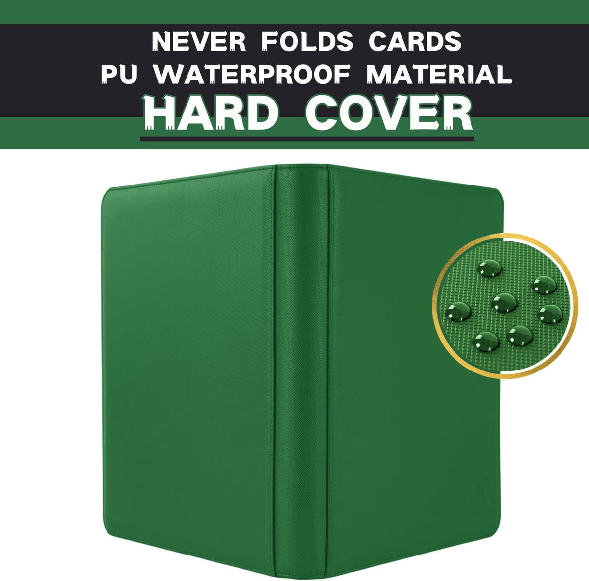 Toploader Binder, Holds 128+ Toploaders, 4 Pocket Top Loader Card Storage Case, Double-Sided Pockets for trading card in 3 x 4'' Toploaders（Green）