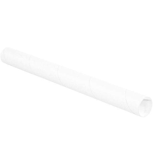 BOX USA BP2012W Mailing Tubes with Caps, 2" x 12", White (Pack of 50)