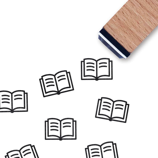 Open Book Reading Rubber Stamp, 3/5 Inch Small Mini Stamp for Scrapbooking Card Making Planner
