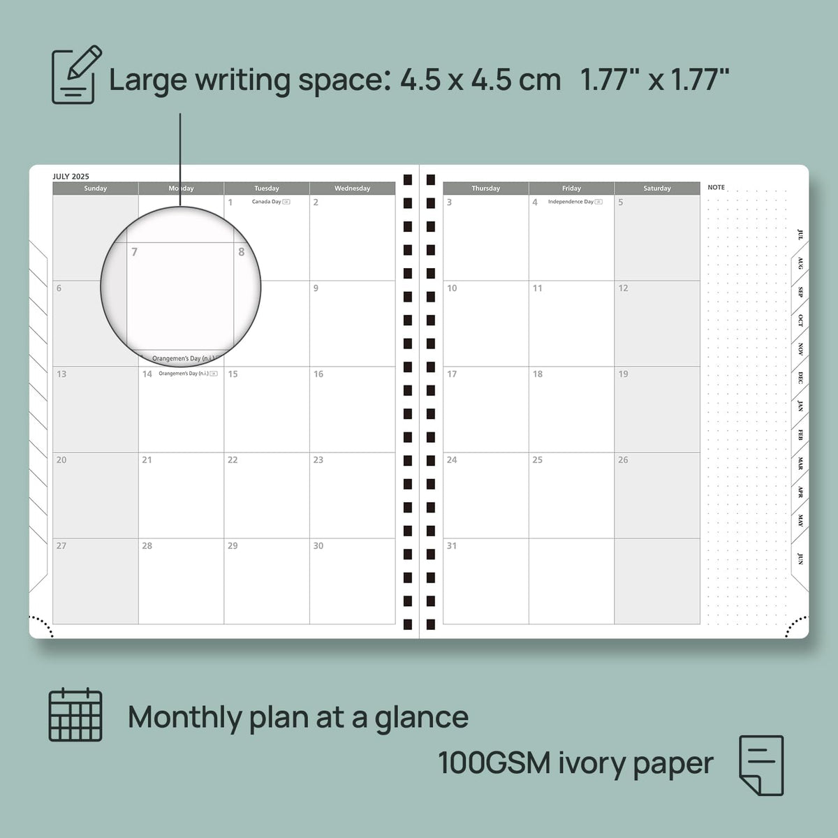 POPRUN Planner 2025-2026 Weekly Planner Notebook (Large 8.5''x 10.5'') Academic Calendar (JUL.25 - JUN.26) Appointment Book with Monthly Tabs, Spiral Soft Cover, Inner Pocket, 100 GSM - Royal Blue
