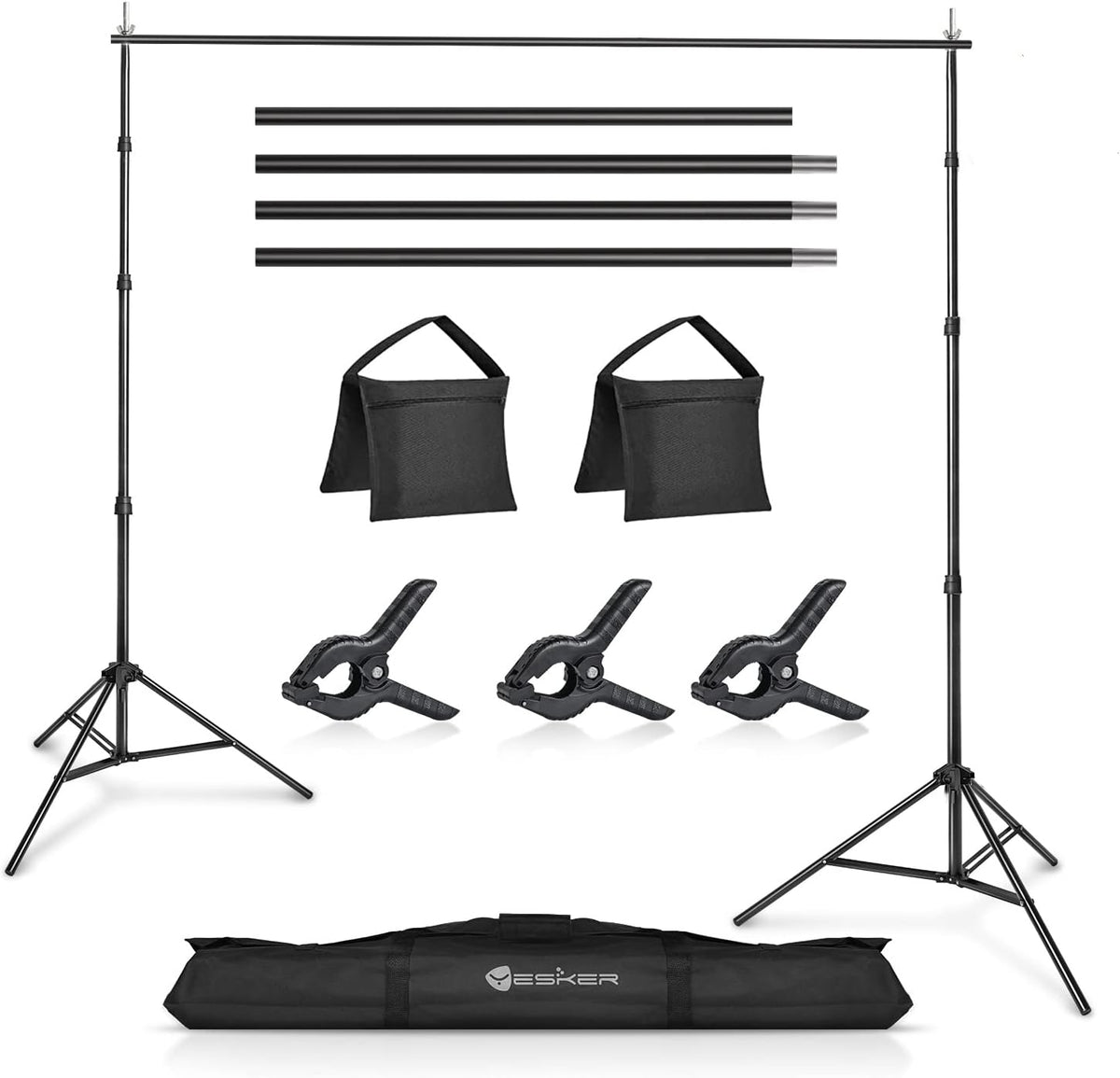 Yesker 10 X 10 ft Photo Video Studio Background Support Stand, Adjustable Heavy Duty Photography Backdrop Support System Kit for Photoshoot Party Video Creator