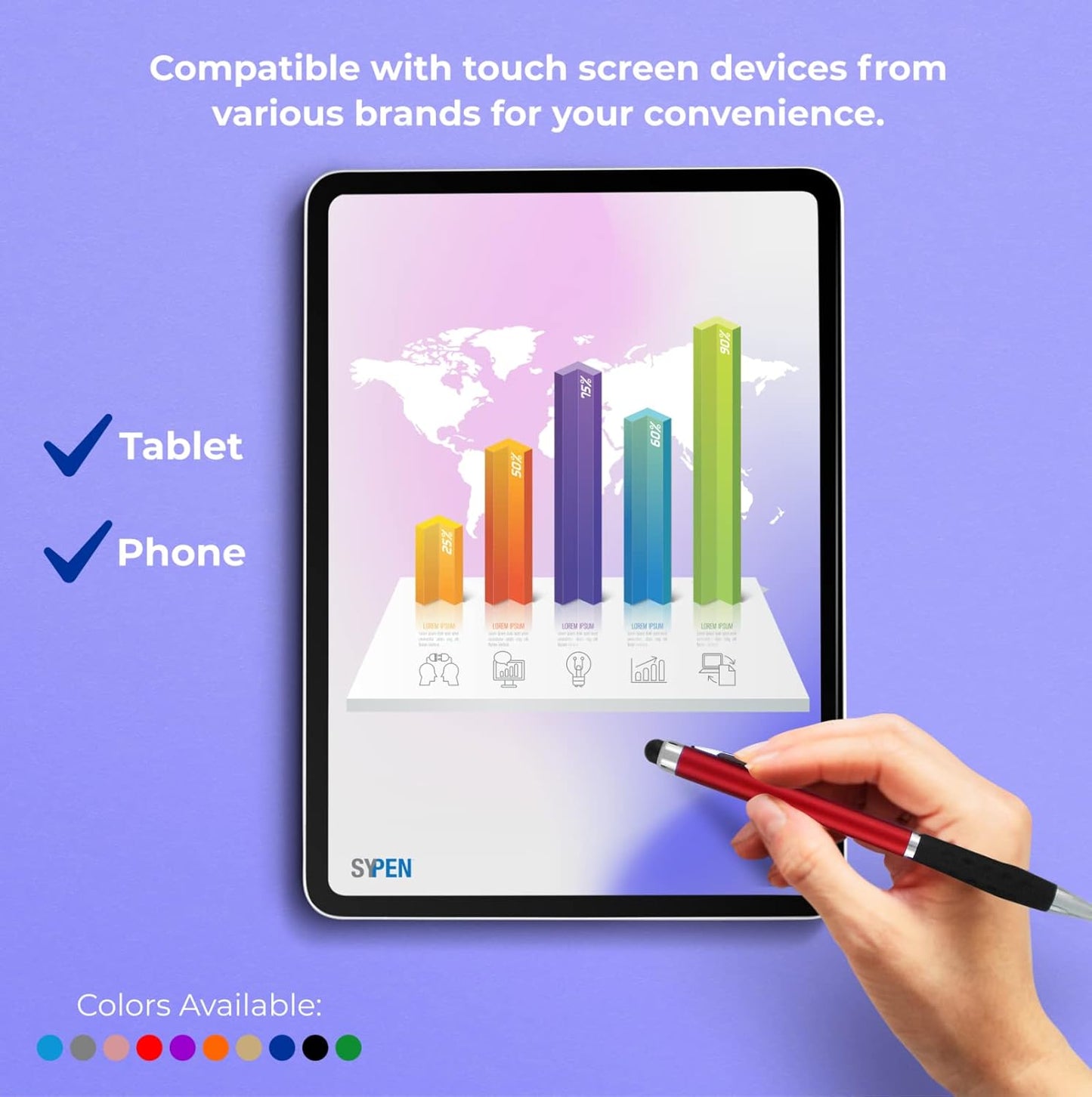 Personalized Pens With your Custom Logo or Text-300 Pack Bulk-for Businesses, Parties, and Events, 2 in 1 Ballpoint Pen & Stylus for Touchscreen Devices, Orange Barrel, Black Ink