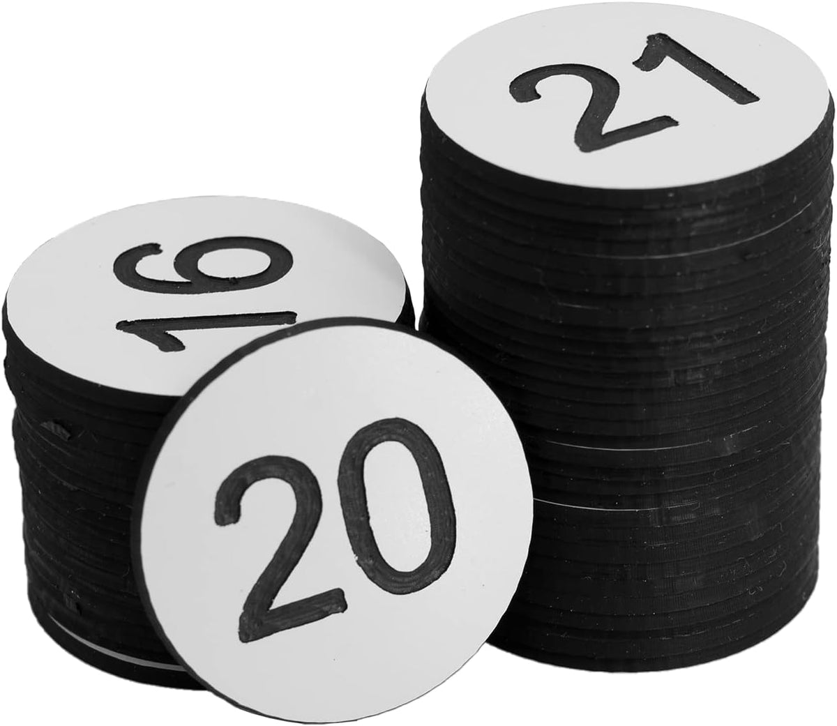 StayMax Plastic Number Tags Engraved Numbered Tags Without Hole (1-50, White)