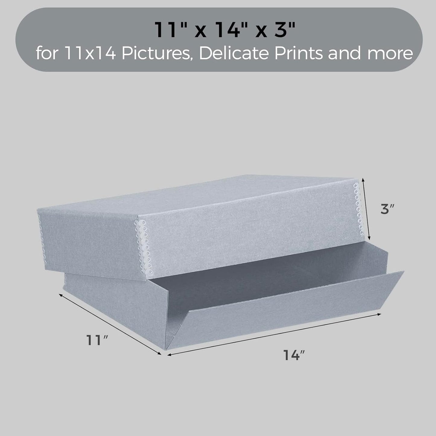 Lineco, Archival Storage Box, Museum Preservation Organizer with Drop Front Design, Acid-Free with Metal Edge, Preserves Picture Longevity, Photos, Documents, Crafts, DIY, 11x14, Pack of 2