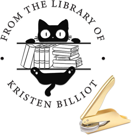 Book Embosser Personalized, Custom Stamp - Library Stamp Personalized Gift Set for Book Lovers | Women | Teachers | Wedding | Friends